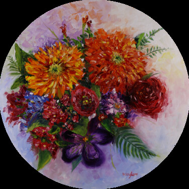 Картина под названием "Bouquet Painting Fl…" - Helen Berk, Подлинное произведение искусства, Масло