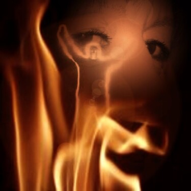 Digitale Kunst mit dem Titel "Flammen" von Helen Grosswart, Original-Kunstwerk
