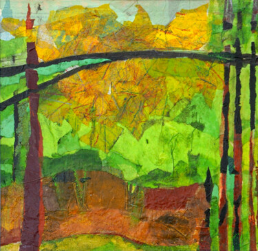 Collagen mit dem Titel "Regard sur paysage…" von Helen Hill, Original-Kunstwerk, Collagen