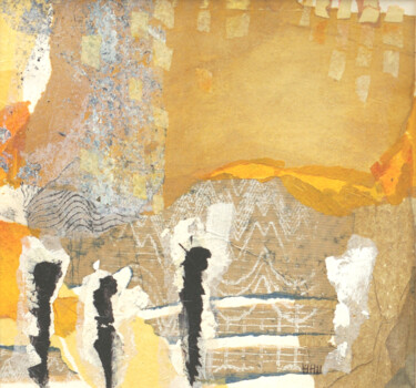 Collages titulada "Trois Hêtres" por Helen Hill, Obra de arte original, Collages