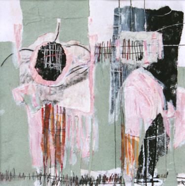 Collages titled "L'échange #artistsu…" by Helen Hill, Original Artwork, Acrylic Mounted on Cardboard