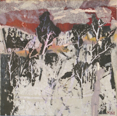 Collages intitolato "Soir d'hiver II #ar…" da Helen Hill, Opera d'arte originale, incisione