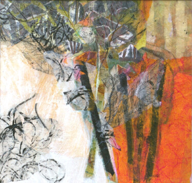 Collages titled "Balade en forêt" by Helen Hill, Original Artwork, Collages