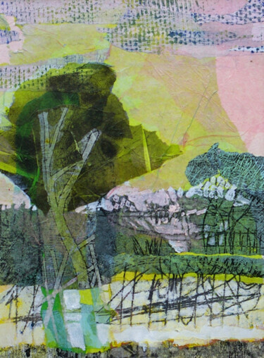 Kolaże zatytułowany „L'arbre et lumière” autorstwa Helen Hill, Oryginalna praca, Kolaże