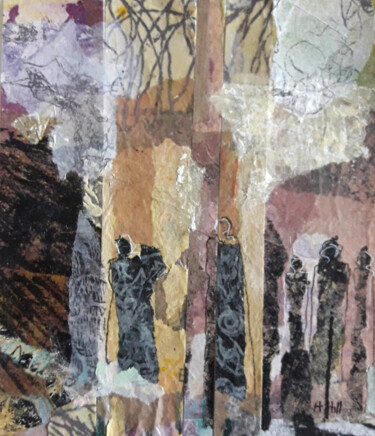 Collages titulada "Forêt bien peuplé" por Helen Hill, Obra de arte original, Collages