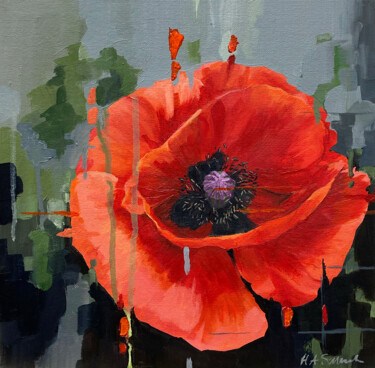 Schilderij getiteld "Remembrance Poppy" door Helen Sinfield, Origineel Kunstwerk, Acryl