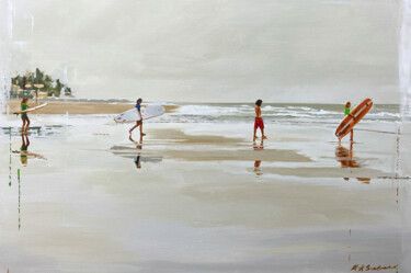 Pittura intitolato "Lets go surfing" da Helen Sinfield, Opera d'arte originale, Acrilico