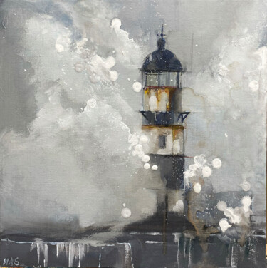 Painting titled "Lighthouse in the S…" by Helen Sinfield, Original Artwork, Acrylic