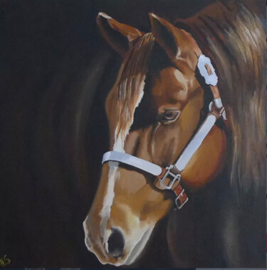 Malarstwo zatytułowany „Chestnut Horse” autorstwa Helen Sinfield, Oryginalna praca, Akryl Zamontowany na Drewniana rama noszy