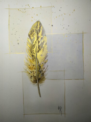 Картина под названием "Золотое перо" - Елена Темченко, Подлинное произведение искусства, Акварель