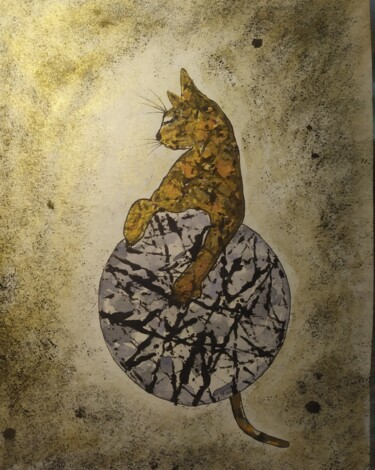 Картина под названием "Планета Золотой Кош…" - Елена Темченко, Подлинное произведение искусства, Акварель