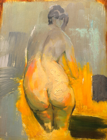 Painting titled "Naked Girl, Woman B…" by Helen Vus, Original Artwork, Oil