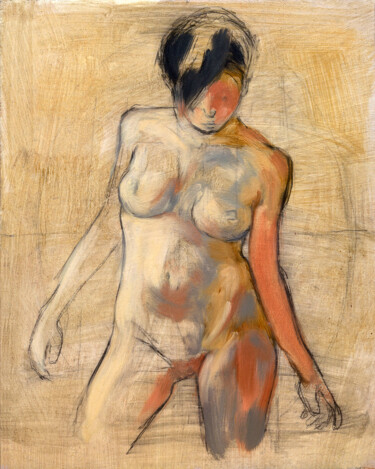 Painting titled "Original nude paint…" by Helen Vus, Original Artwork, Oil