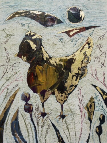 Peinture intitulée "A little hen. Love…" par Helena Asadova, Œuvre d'art originale, Acrylique Monté sur Carton