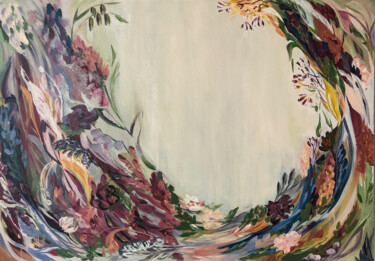 Pintura intitulada "Floral swirl" por Helena Asadova, Obras de arte originais, Acrílico Montado em Armação em madeira