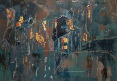 Картина под названием "Sunset in the city" - Helena Asadova, Подлинное произведение искусства, Акрил