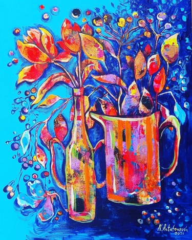 Painting titled "Bouquet automnal" by Helena Astafourova, Original Artwork, Acrylic