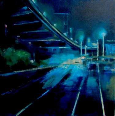 Painting titled "Night Driving" by Helena Butler, Original Artwork, Acrylic