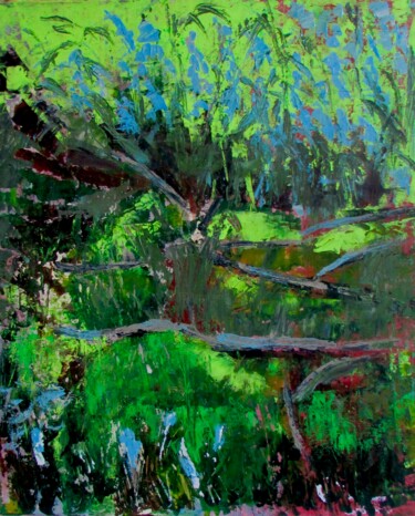 Schilderij getiteld "Tree Roots and Blue…" door Helena Butler, Origineel Kunstwerk, Acryl