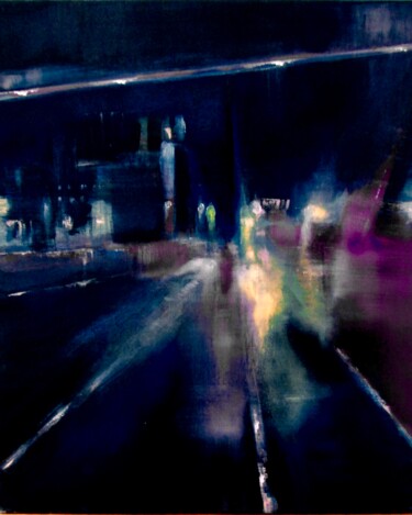 Painting titled "Urban Lights" by Helena Butler, Original Artwork, Acrylic