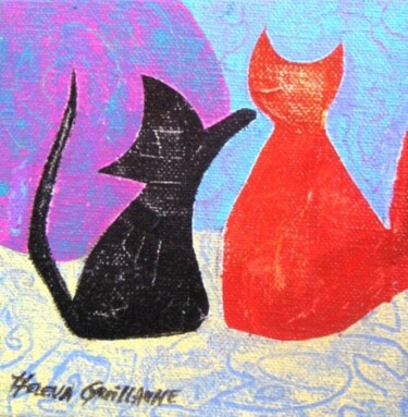 Peinture intitulée "chatons farceurs" par Hélèna Guillaume, Œuvre d'art originale
