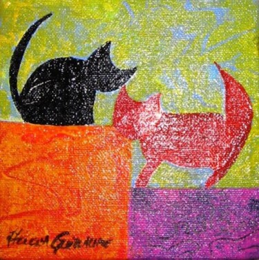 Peinture intitulée "chat veut grandir" par Hélèna Guillaume, Œuvre d'art originale