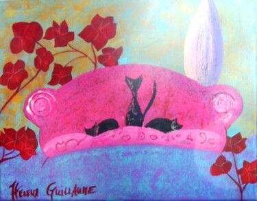 Peinture intitulée "Le canapé rose 1" par Hélèna Guillaume, Œuvre d'art originale