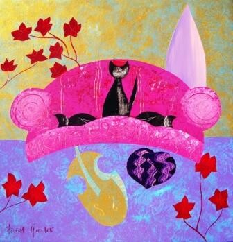 Peinture intitulée "Le canpé rose 2 sur…" par Hélèna Guillaume, Œuvre d'art originale