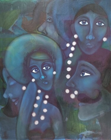 Картина под названием "Blues" - Helena Hötzl Setterström, Подлинное произведение искусства, Масло Установлен на Деревянная р…