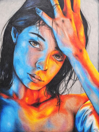 Картина под названием "Chromatische Seele" - Helena-Joline Sailer, Подлинное произведение искусства, Цветные карандаши