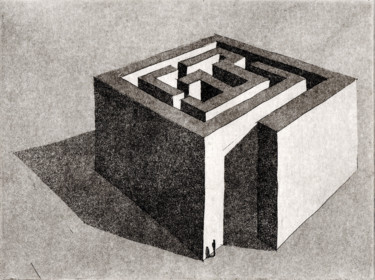 Incisioni, stampe intitolato "The Labyrinth" da Helena Kalná, Opera d'arte originale, Acquaforte