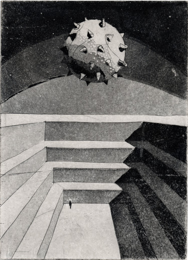 Druckgrafik mit dem Titel "Arena" von Helena Kalná, Original-Kunstwerk, Radierung