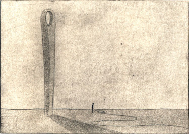 Druckgrafik mit dem Titel "Through needle's eye" von Helena Kalná, Original-Kunstwerk, Radierung