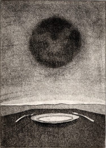 Gravures & estampes intitulée "Soul on a silver pl…" par Helena Kalná, Œuvre d'art originale, Eau-forte