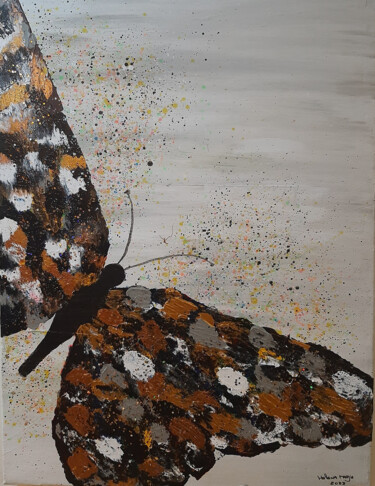 Malerei mit dem Titel "Rustic butterfly" von Helena Marja, Original-Kunstwerk, Acryl