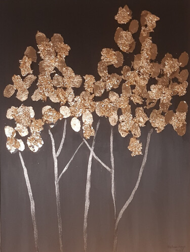 Painting titled "Golden Bouquet" by Helena Marja, Original Artwork, Acrylic