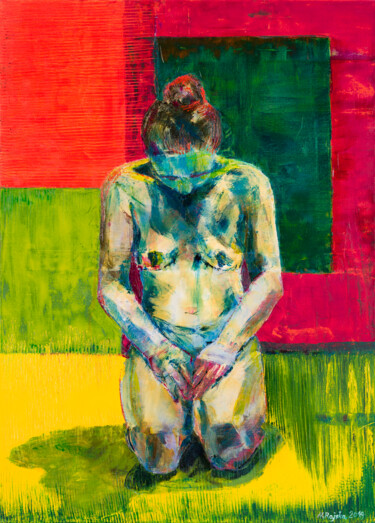 Peinture intitulée "Waiting II" par Helena Rajska, Œuvre d'art originale, Huile