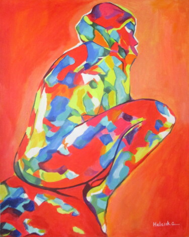 Painting titled ""Seated Pensive Fig…" by Helena Wierzbicki, Original Artwork, Acrylic