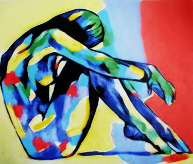 Malerei mit dem Titel ""Blues"" von Helena Wierzbicki, Original-Kunstwerk, Acryl
