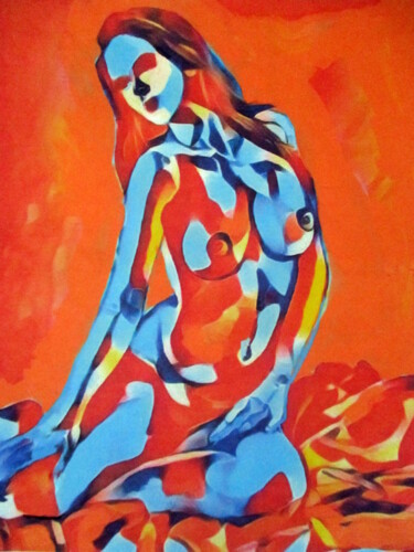 Malerei mit dem Titel ""Seated Silhouette…" von Helena Wierzbicki, Original-Kunstwerk, Acryl