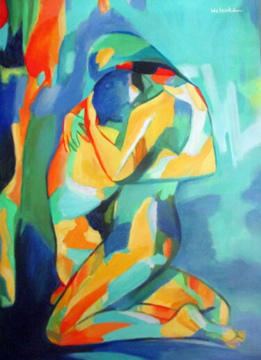 Pittura intitolato ""Embrace"" da Helena Wierzbicki, Opera d'arte originale, Acrilico