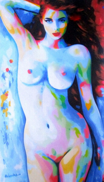 Malerei mit dem Titel ""Jubilance In Blue"" von Helena Wierzbicki, Original-Kunstwerk, Acryl