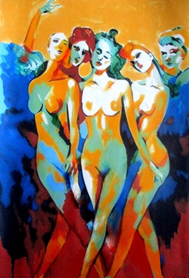 Malerei mit dem Titel ""Blue Haze"" von Helena Wierzbicki, Original-Kunstwerk, Acryl