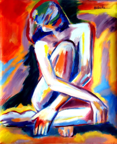 Peinture intitulée ""Seated Lady"" par Helena Wierzbicki, Œuvre d'art originale, Acrylique