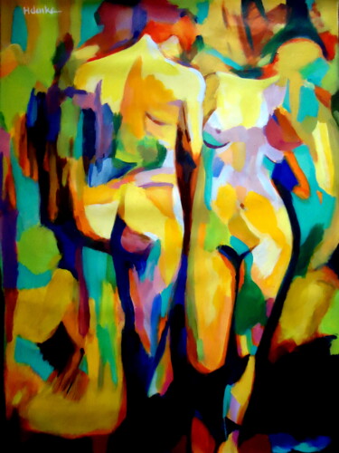 Painting titled ""Two figures"" by Helena Wierzbicki, Original Artwork, Acrylic