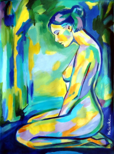 Painting titled ""Gilded glow"" by Helena Wierzbicki, Original Artwork, Acrylic