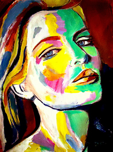 Painting titled ""Warm gaze"" by Helena Wierzbicki, Original Artwork, Acrylic