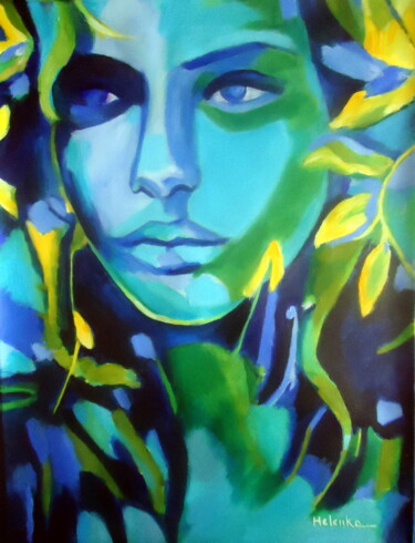 Malerei mit dem Titel ""Lady Blue"" von Helena Wierzbicki, Original-Kunstwerk, Acryl