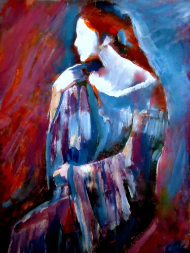 Painting titled ""Woman With Red Hai…" by Helena Wierzbicki, Original Artwork, Acrylic