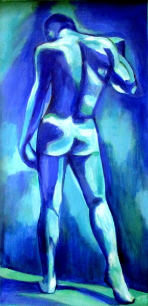 Painting titled ""Blue and Bright"" by Helena Wierzbicki, Original Artwork, Acrylic